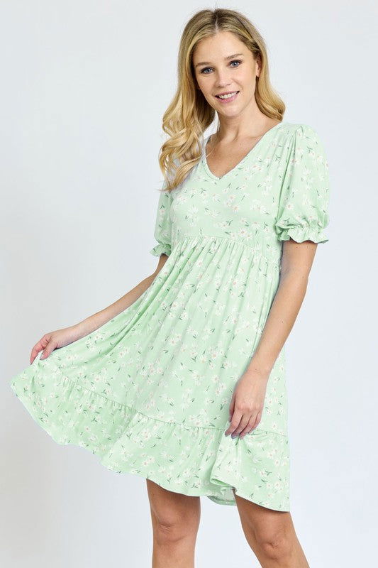 Ruffle Floral V-Neck Midi Dress us.meeeshop - Dresses