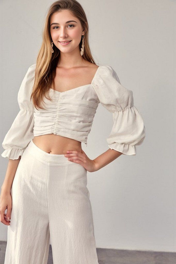 Ruffle Ruched Front Top us.meeeshop - 