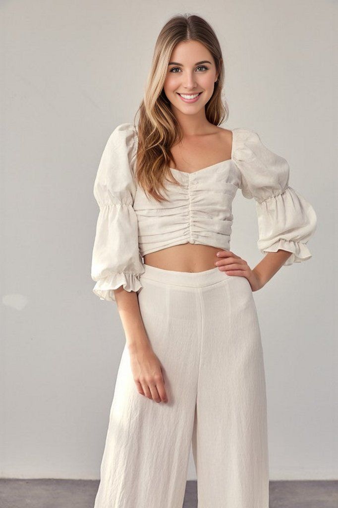 Ruffle Ruched Front Top us.meeeshop - Shirts & Tops