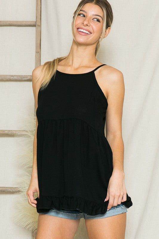 Ruffle Bottom Sleeveless Top - us.meeeshop