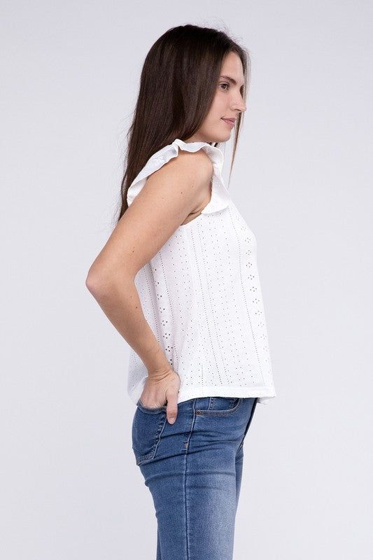 Ruffle Sleeve V Neck Top - us.meeeshop