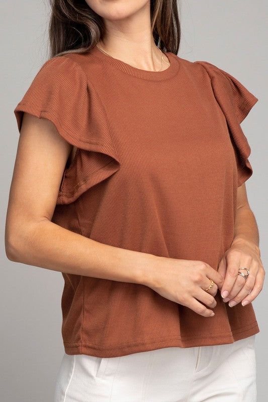 Ruffle sleeve top - us.meeeshop