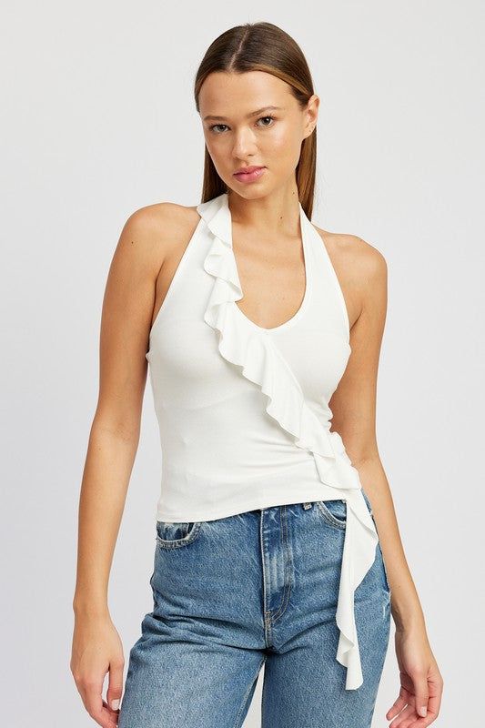 Ruffled Halter Top us.meeeshop - Shirts & Tops