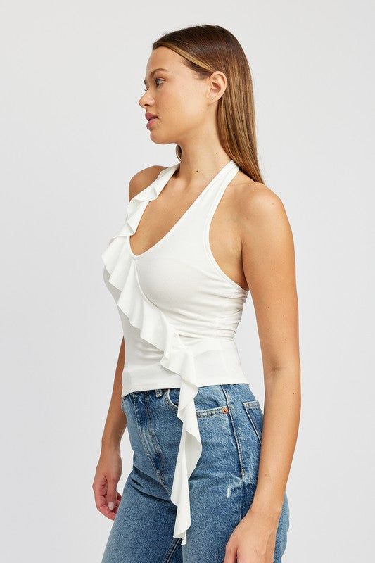 Ruffled Halter Top - us.meeeshop