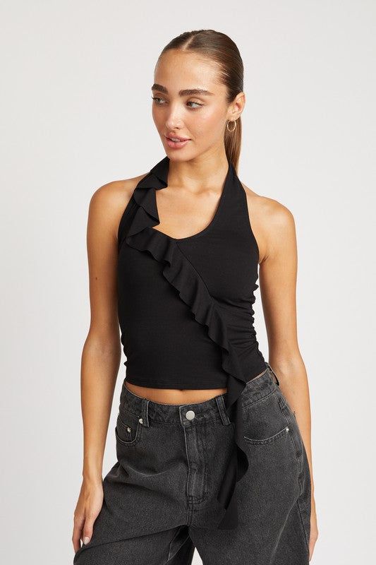 Ruffled Halter Top - us.meeeshop