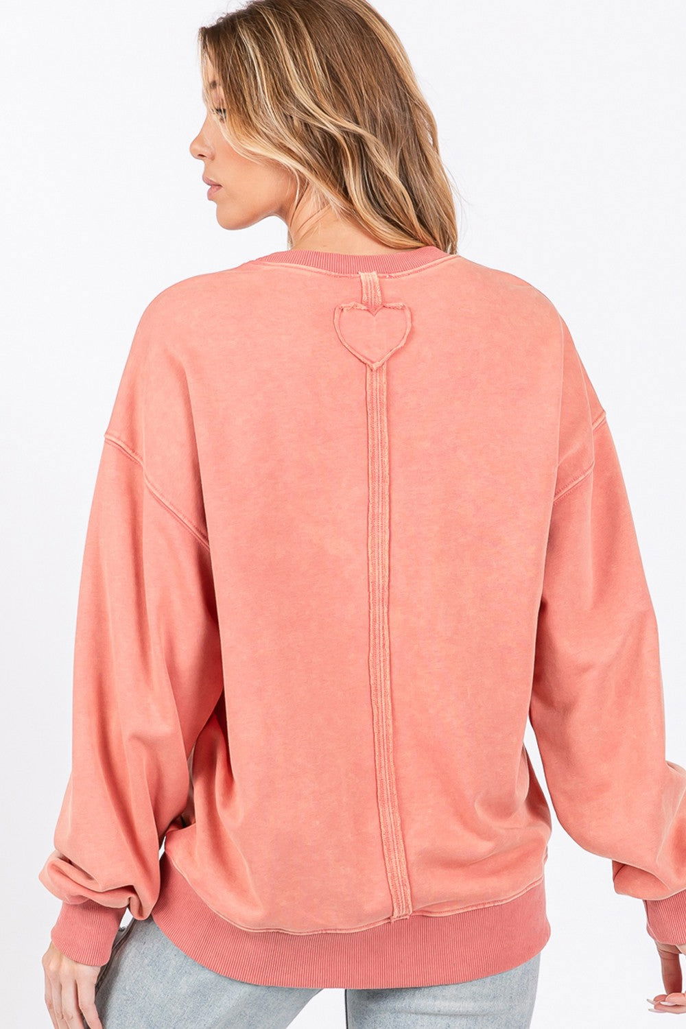 SAGE + FIG LOVE Path Applique Drop Shoulder Sweatshirt us.meeeshop - 