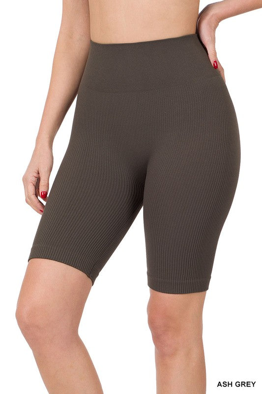 Seamless Ribbed High Waist Biker Shorts | us.meeeshop