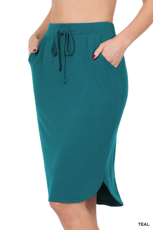 Self Tie Tulip Hem Skirt With Side Pockets | us.meeeshop
