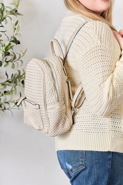 SHOMICO PU Leather Woven Backpack us.meeeshop - 