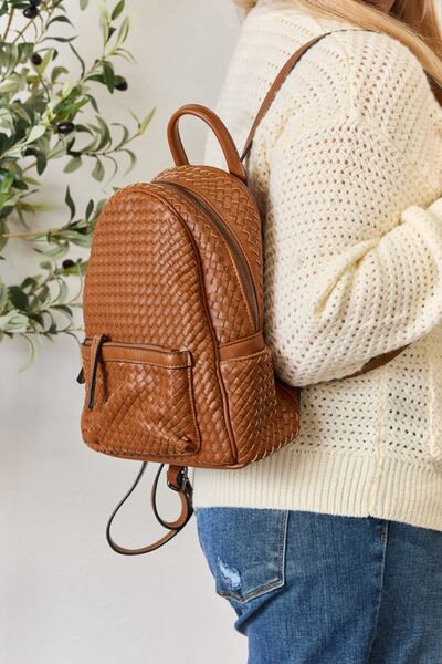 SHOMICO PU Leather Woven Backpack us.meeeshop - 