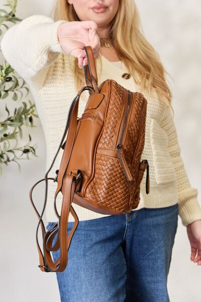 SHOMICO PU Leather Woven Backpack us.meeeshop - 