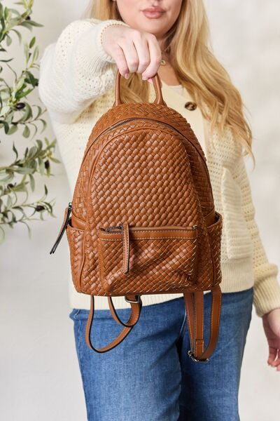 SHOMICO PU Leather Woven Backpack us.meeeshop - 