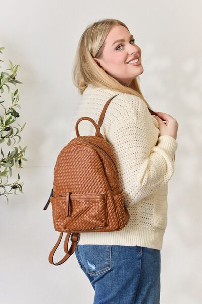 SHOMICO PU Leather Woven Backpack us.meeeshop - 