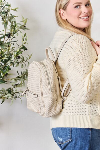 SHOMICO PU Leather Woven Backpack us.meeeshop - 