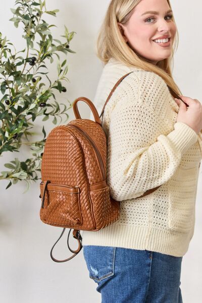 SHOMICO PU Leather Woven Backpack us.meeeshop - 