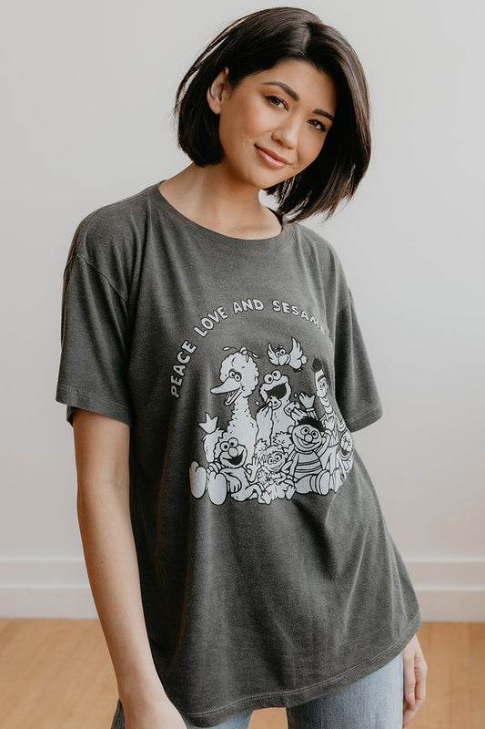 sesame street peace Sesame Street Peace and Love Tee Black (top) - shop at us.meeeshop