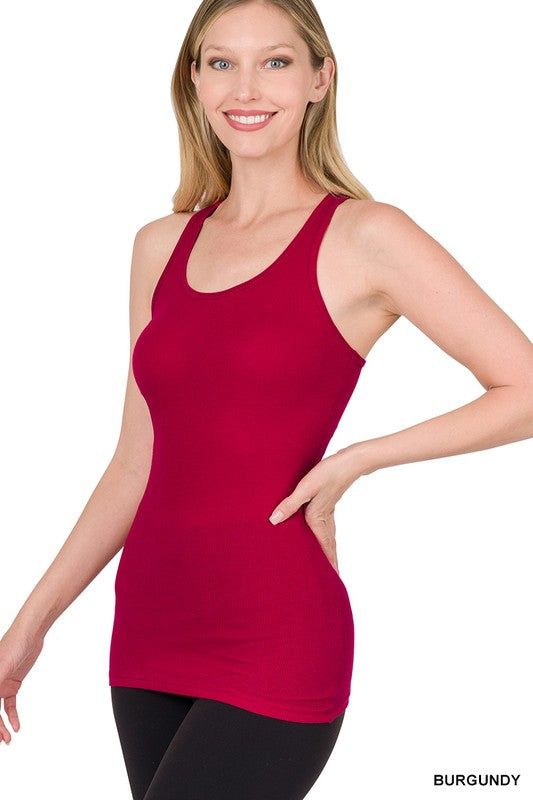 Zenana STRETCHY RIBBED KNIT RACERBACK TANK - us.meeeshop