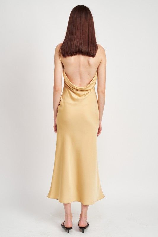 Satin Maxi Bias Dress - us.meeeshop