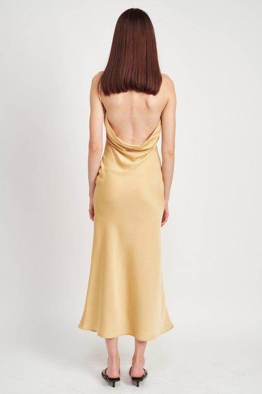 Satin Maxi Bias Dress - us.meeeshop