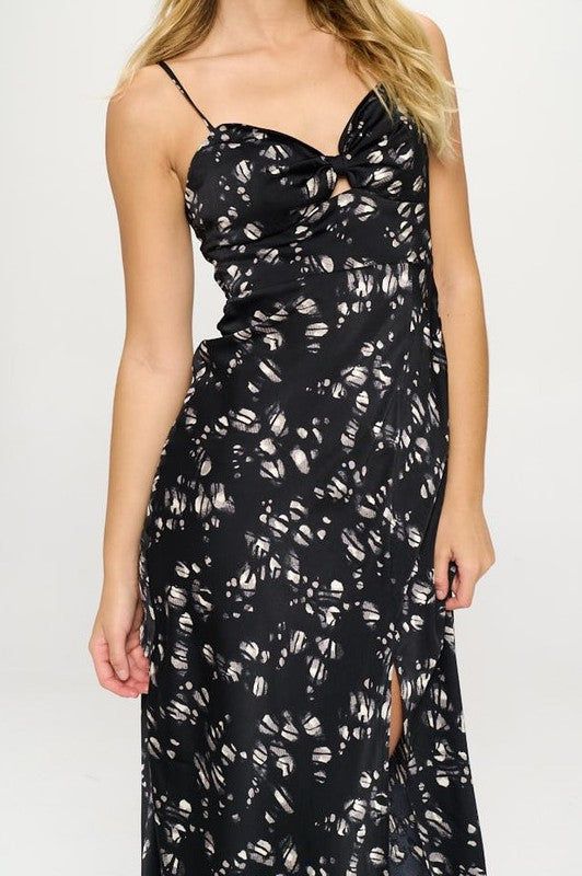 Satin floral maxi dress - us.meeeshop