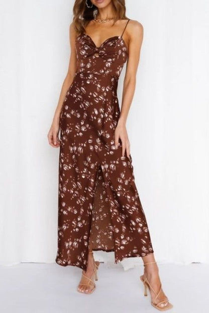 Satin floral maxi dress - us.meeeshop