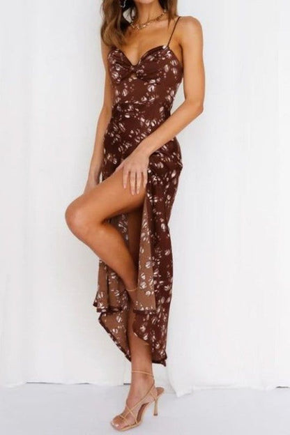 Satin floral maxi dress - us.meeeshop