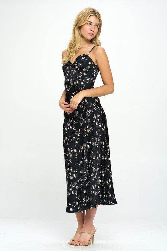 Satin floral maxi dress - us.meeeshop