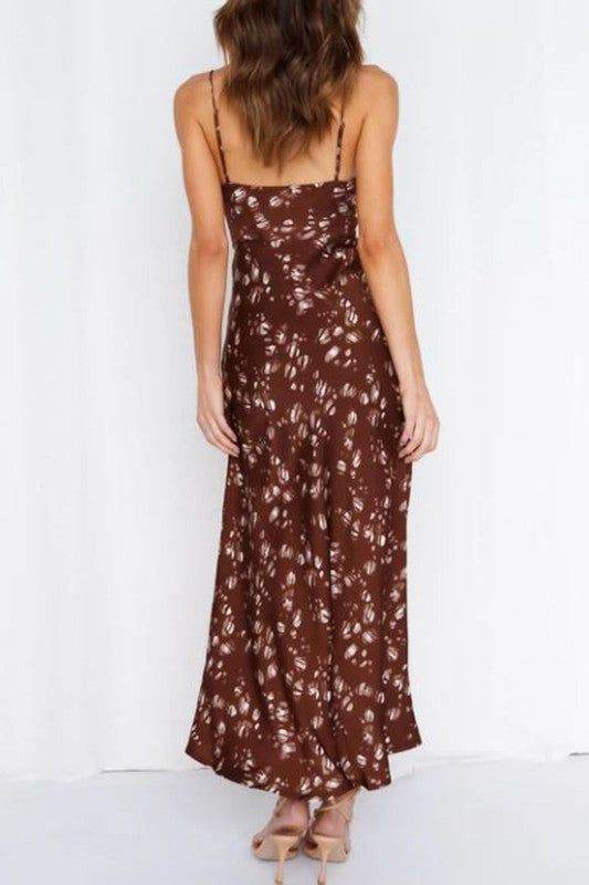 Satin floral maxi dress - us.meeeshop