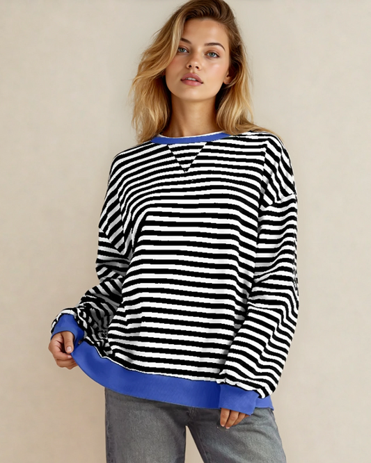 oversized sweatshirt black Oversized Sweatshirt - Black Black Stripe (top) - shop at us.meeeshop