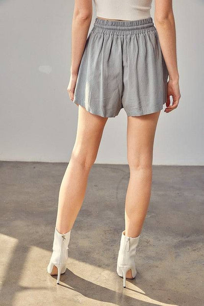 Shirred Wide Waistband Shorts us.meeeshop - 