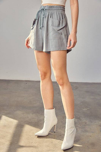 Shirred Wide Waistband Shorts | us.meeeshop