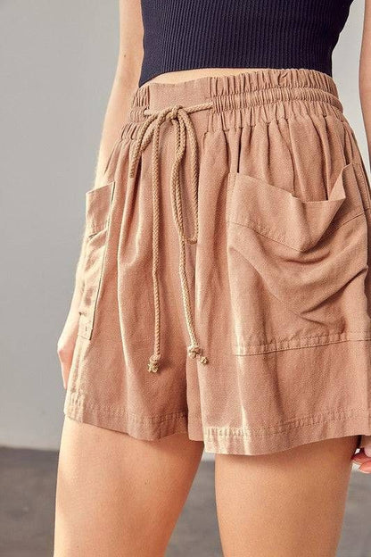 Shirred Wide Waistband Shorts us.meeeshop - 