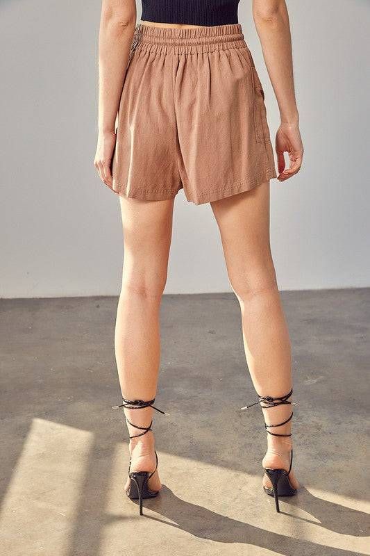 Shirred Wide Waistband Shorts us.meeeshop - 