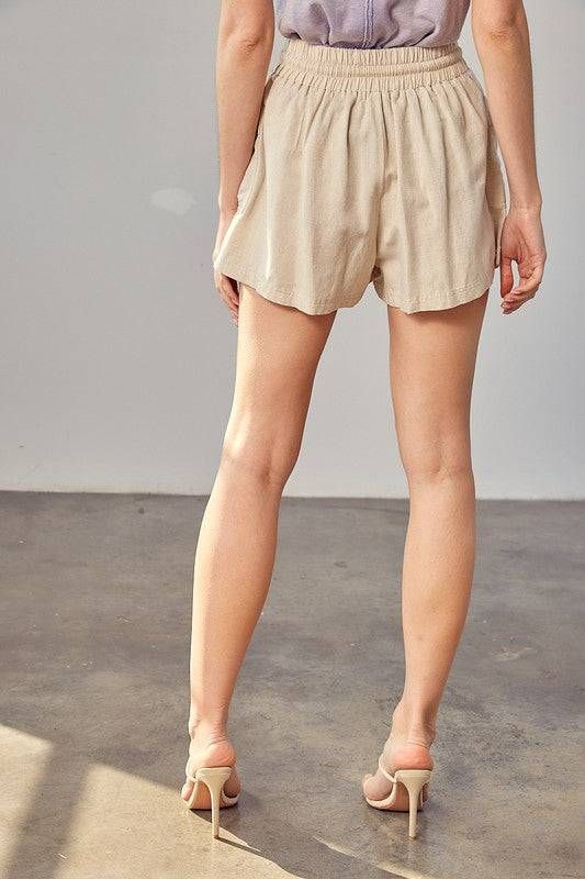 Shirred Wide Waistband Shorts us.meeeshop - 