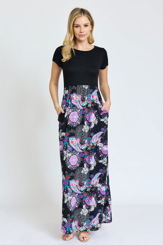 Short Sleeve Floral Maxi Dress us.meeeshop - 