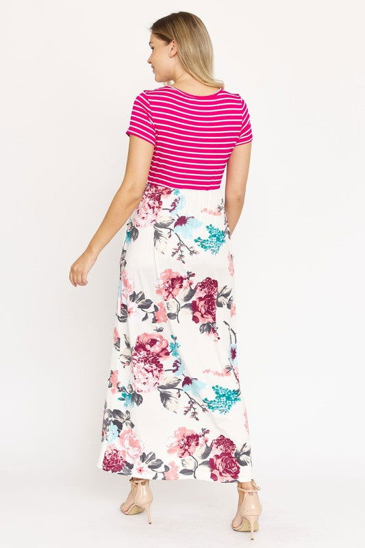 Short Sleeve Floral Maxi Dress us.meeeshop - 