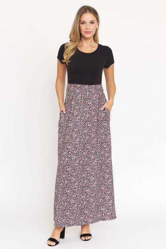 Short Sleeve Floral Maxi Dress us.meeeshop - 