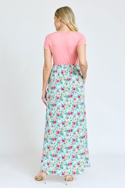 Short Sleeve Floral Maxi Dress us.meeeshop - 