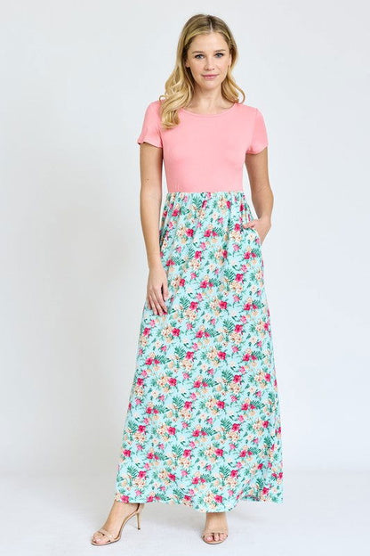 Short Sleeve Floral Maxi Dress us.meeeshop - Dresses