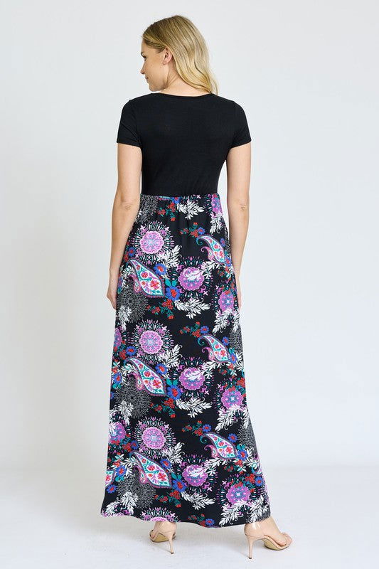 Short Sleeve Floral Maxi Dress us.meeeshop - 