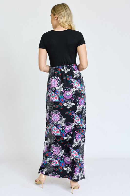 Short Sleeve Floral Maxi Dress us.meeeshop - 