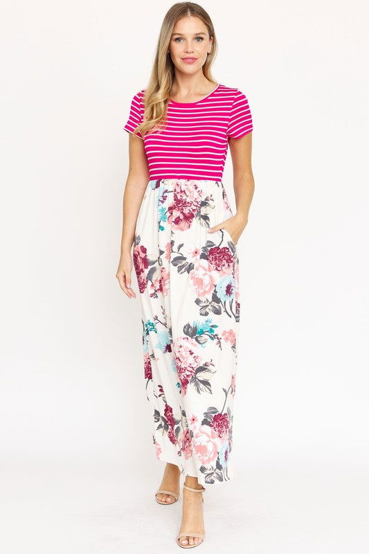 Short Sleeve Floral Maxi Dress us.meeeshop - 