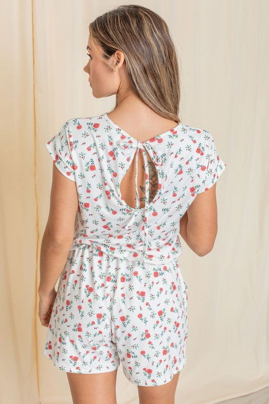 Short Sleeve Floral Print Romper us.meeeshop - 