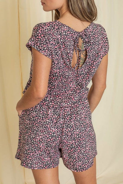 Short Sleeve Floral Print Romper us.meeeshop - 