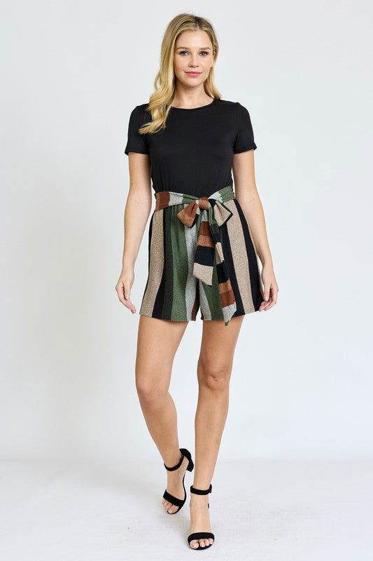 Short Sleeve Sash Romper - us.meeeshop