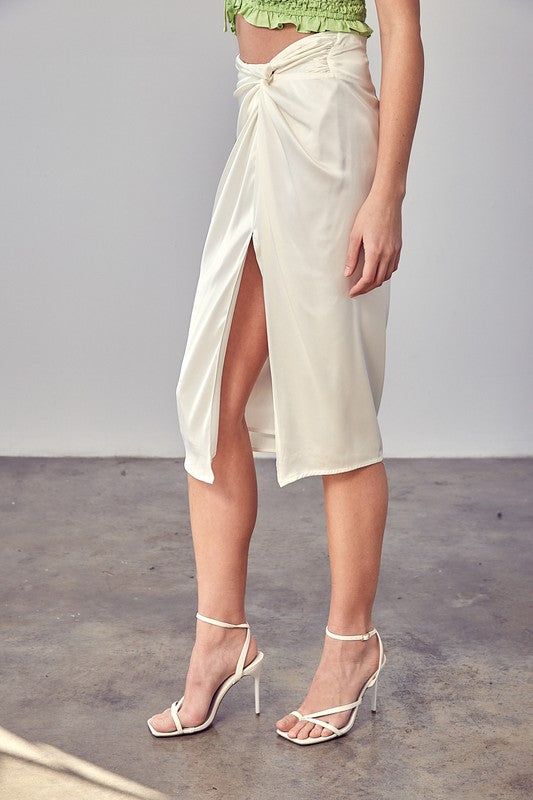 Side Gathered Slit Skirt us.meeeshop - 