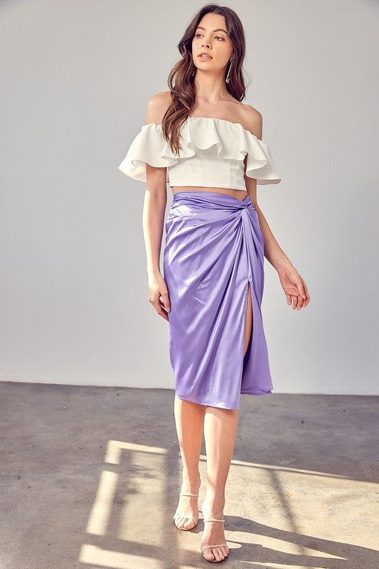 Side Gathered Slit Skirt us.meeeshop - 