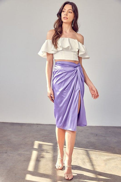 Side Gathered Slit Skirt us.meeeshop - 