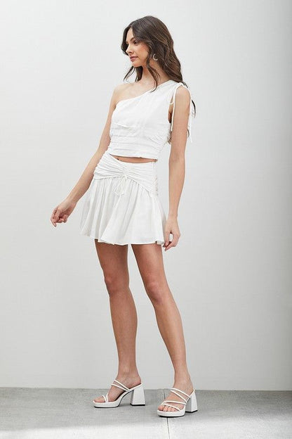 Women's Side Ruched Ruffle Skort - us.meeeshop