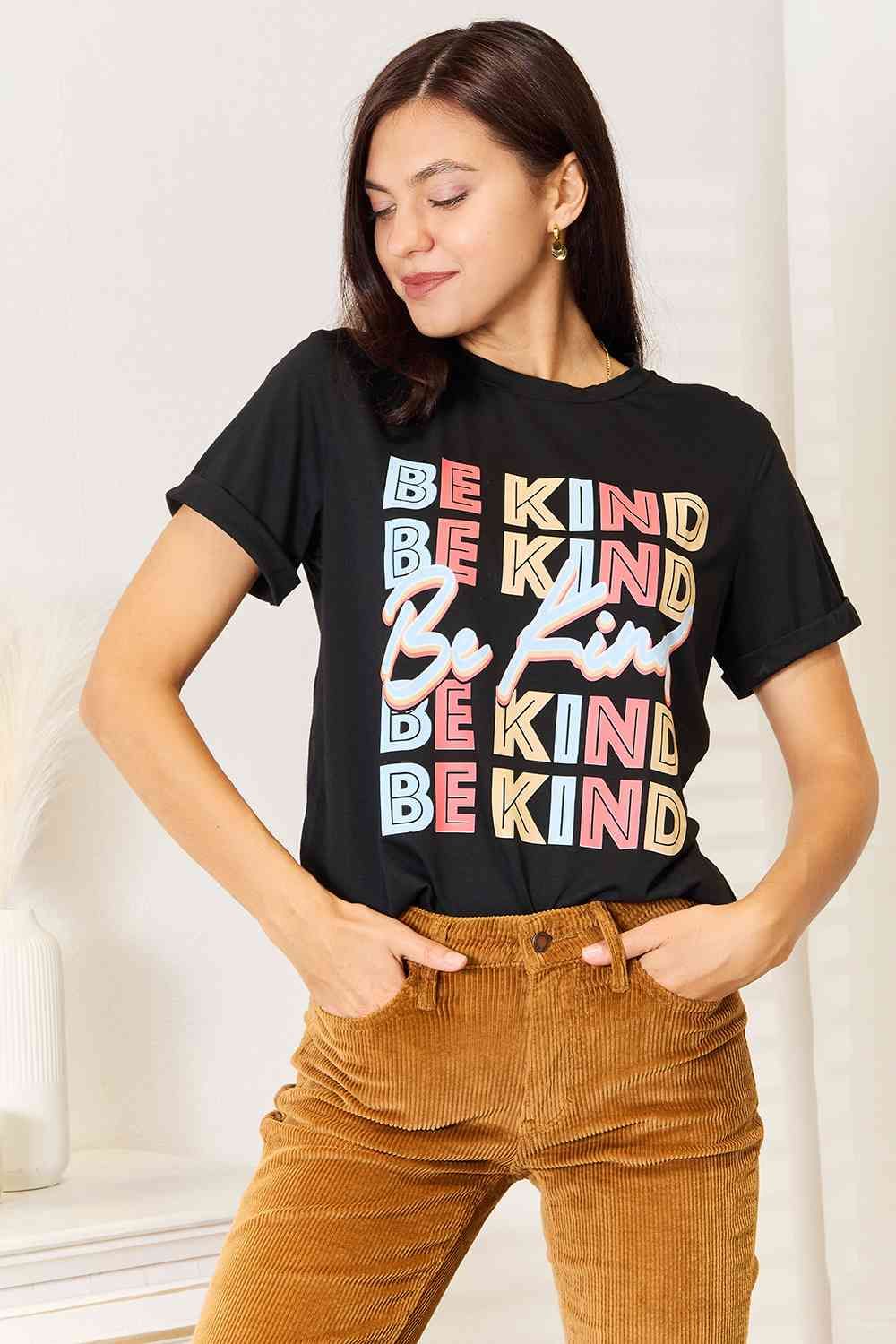 Simply Love BE KIND Graphic Round Neck T-Shirt us.meeeshop - Shirts & Tops